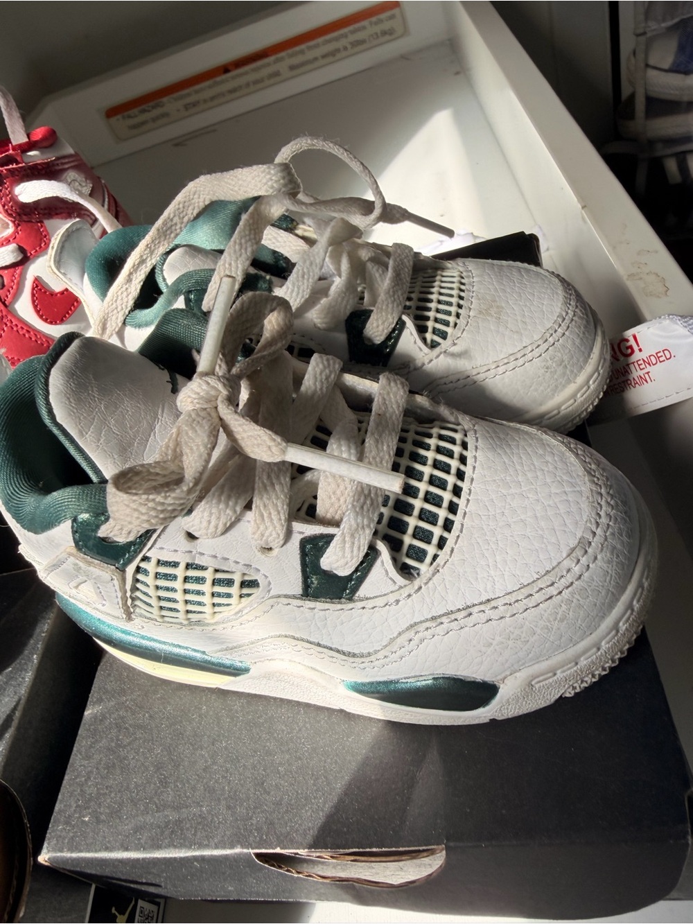 Jordan Kids White and Teal Low-Top Sneakers